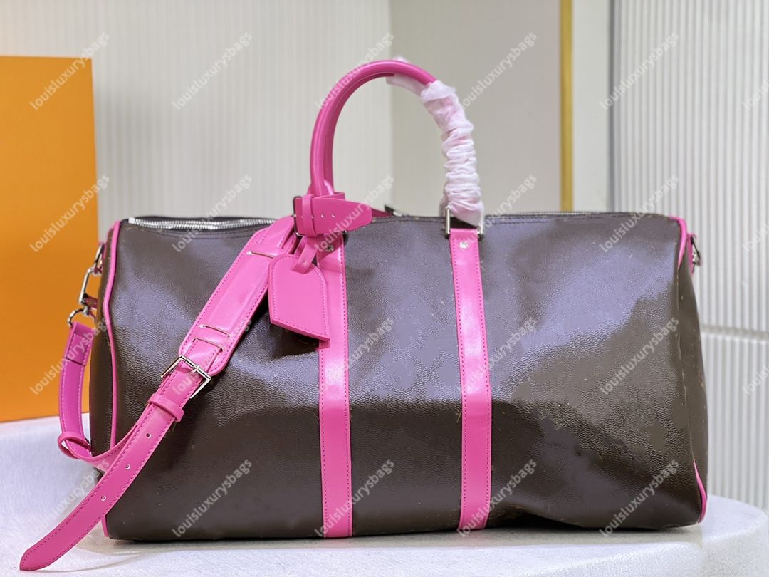 Keepall 50 Designer Women Travel Bag Duffel Bag High Quality Canvas Coating Colorful Leather Handle Women's Large Capacity Luggage Bag Shoul-image-1036093441