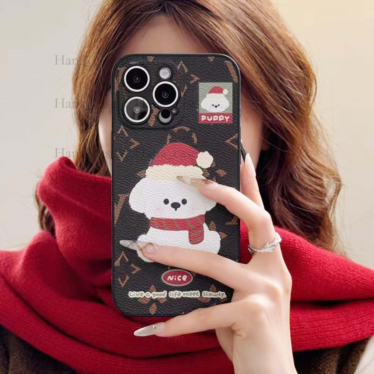 Designer Phone Case for iPhone 16 Pro Max Leather, Luxury iPhone Case 15 14 Plus 13 12 Pro for Women Men Teenager Christmas Gift Cartoon Shockproof