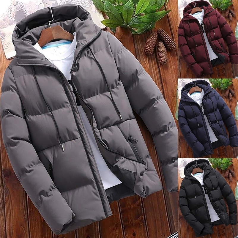 Fashion Parkas Men Winter Overcoat Mens Casual Jacket Warm Hooded Thick Puffer Coat Outwear Business solid color zip Hombre y241121Z