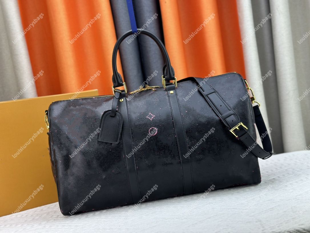 Keepall 50 Designer Women Travel Bag Luggage Bag Fashion Pink Black Logo Canvas Coated Leather Women&#039;s Crossbody Bag Handbag-image-1036141403