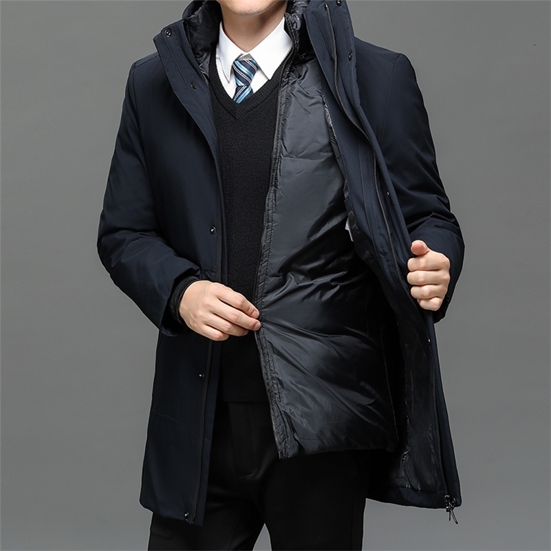 Mens Hooded Casual Outwear Long Parkas 2024 Men Autumn Winter Warm Waterproof Jacket Coat 2 PIECES y241121Z
