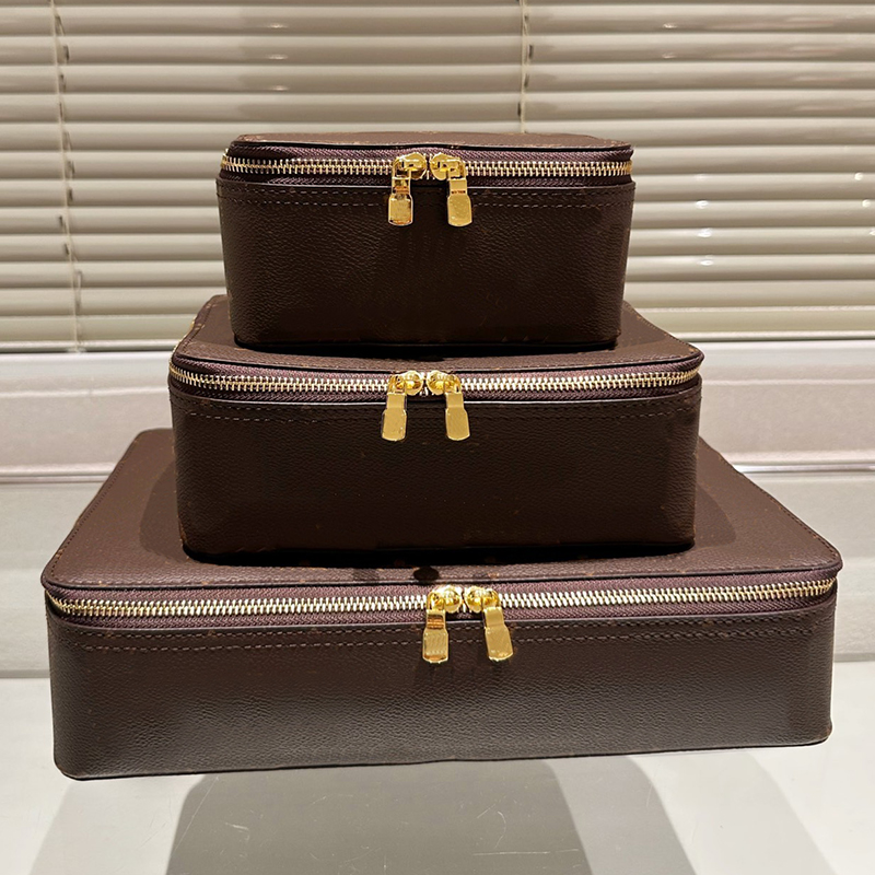 VL Pattern Coated Canvas Packing Cube Organizer Bag Iconic L Flowers Printed Men Travel Stuff Sacks Storage Bags Plaid Printing Women Cosmetic Cases