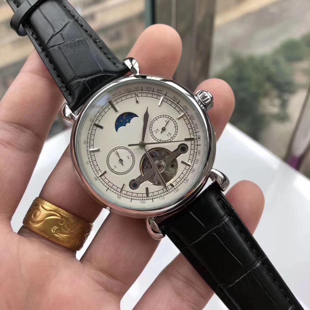 Montre mécanique homme designer cuir marron noir automatique 40 mm sport à tourbillon