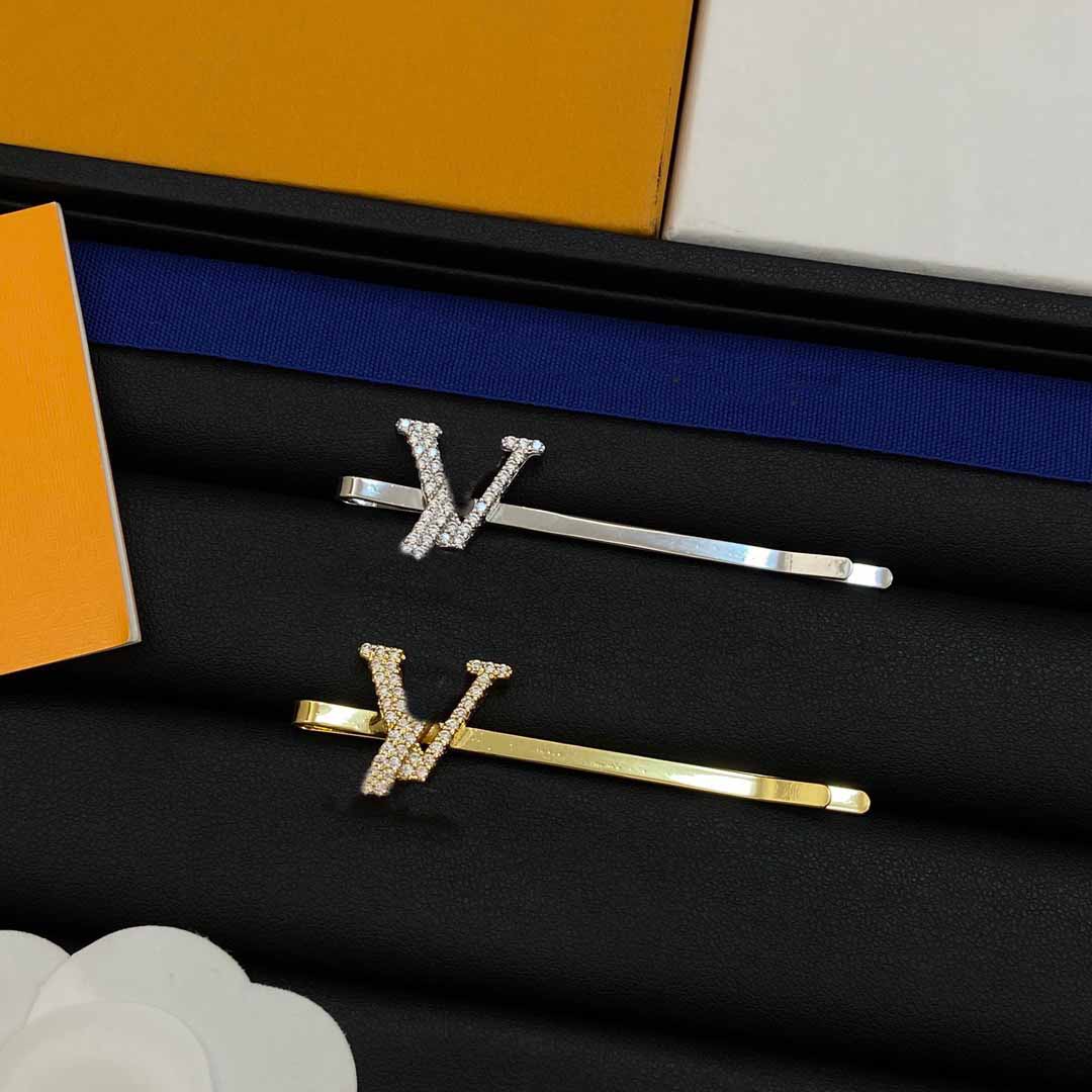 New Top quality Hairpin Women&#039;s Diamond Pattern Letter brand Designer Hair Clips Barrettes Gift Jewelry Gold Silver Rose gold Optional-image-1036287005
