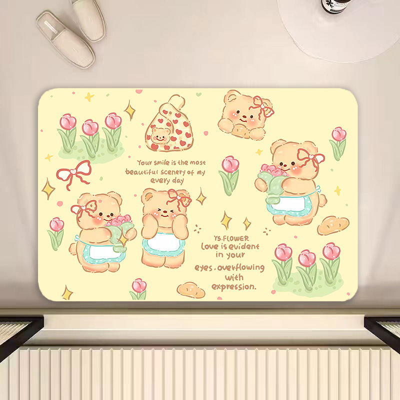 Kaai Cartoon Style Butter Bear Absorbent Mats Bathroom Door Anti-slip Mats in Stock-image-1036384979