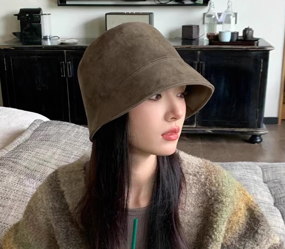 Big head 88 fisherman suede 2025 new autumn and winter bucket hat suitable for big round face