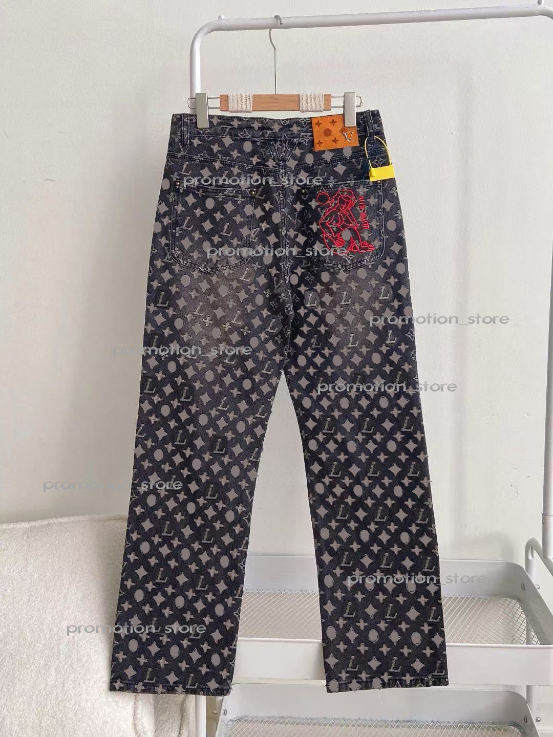 Men&#039;s Jeans designer Spring true brand New Casual Straight Leg Pants Loose Wide Legs Show High Leisure Denim Embroidered Jacquard Fashion tr-image-947982021