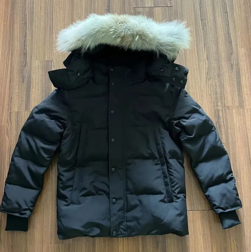Canadian Puffer Jackets Mens Designer Real Coyote Fur Outdoor Wyndham Windbreaker Jassen Outerwear Hooded Fourrure Manteau Down Jacket Coat XS-3XL L