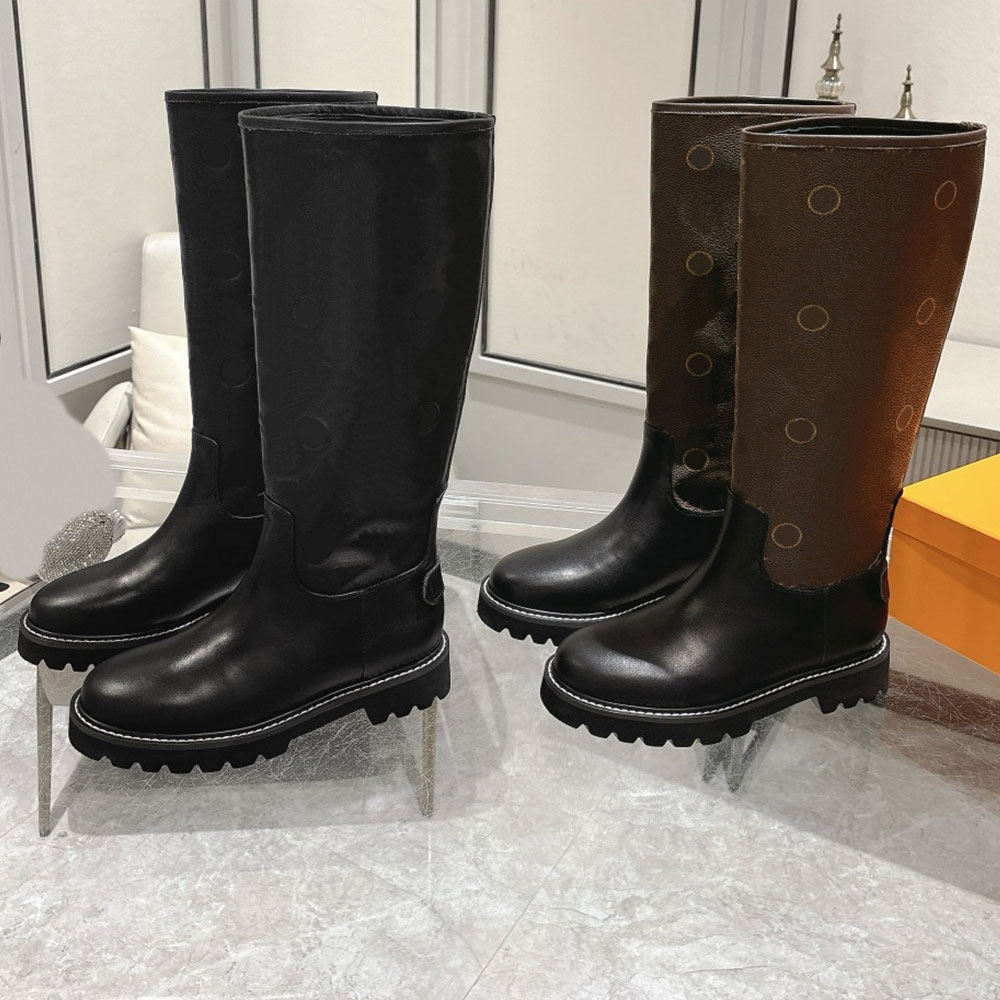 Territory Flat High Boot calf leather womens designer knee boots 1A2Q Black autumn winter long boots leather lining retro boots women knee high 42 3