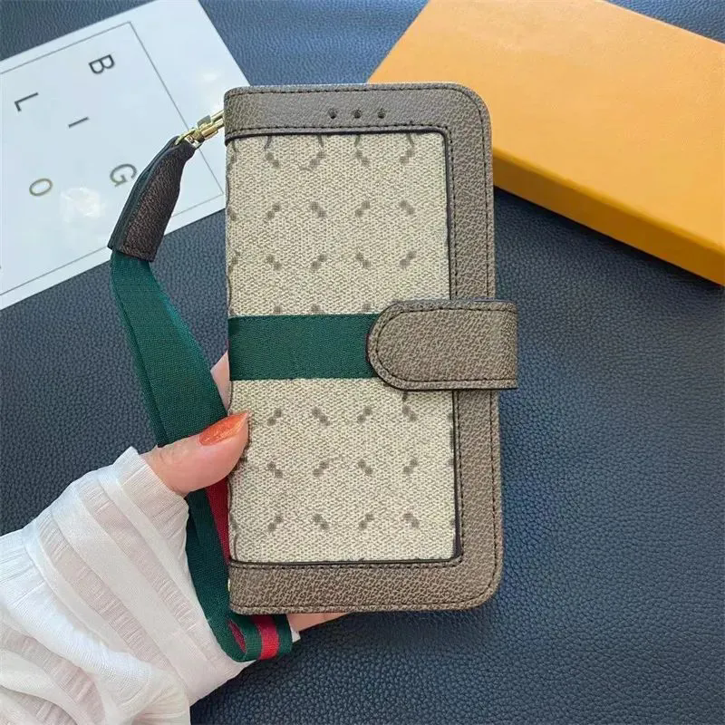 Véritable portefeuille en cuir concepteur de cartes de carte de caisse iPhone pour iPhone 16 15 14 Pro Max 13 12 11 14Plus Samsung Galaxy S23 Ult