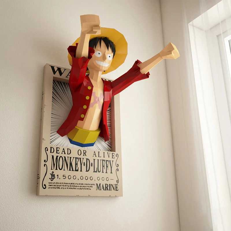 ArchitectureDIY House 1m Luffy Paper Model Wall Hanging Home Decoration Japanese Anime One Piece Figures Papercraft 3D Hand Made Origami Art Scul-image-1036568332