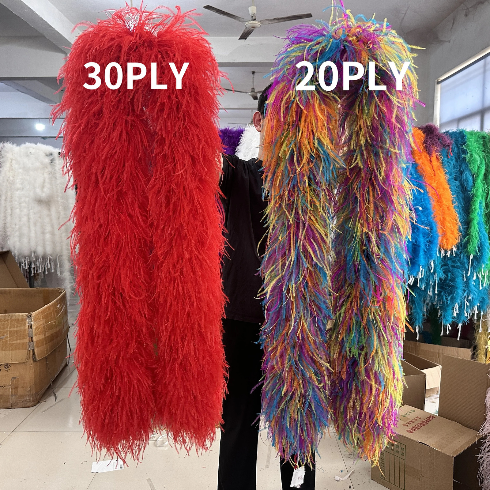2 mètres / lot de plumes d'autruche rouges boa 6 10 15 20 30 pli épaisses autruche boa plumes duvelutes décoration pour vêtements de mariée châle