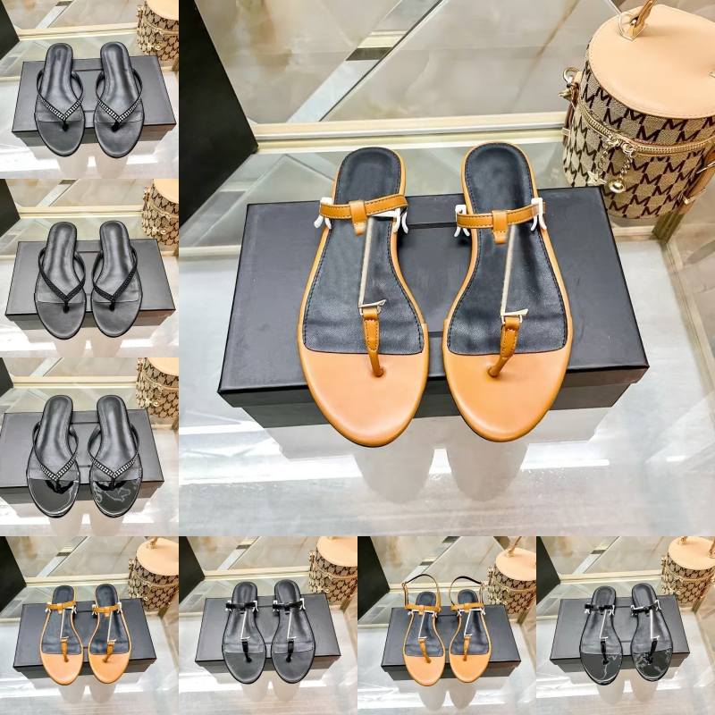Luxury Sandals Women Designer Slippers Flat Slides Letters Fashion Black Brown Silver Flip Flops Room Outdoor Summer Beach Leather Mule Lady Casu
