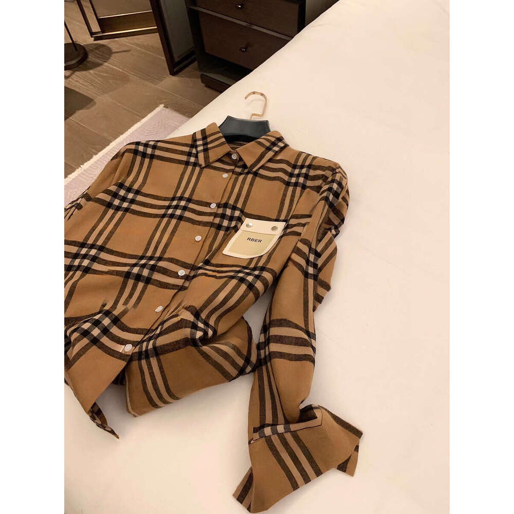 designer shirt women brand jacket womens spring coat fashion geometry logo ladies long sleeved Pocket lattice flip collar girl jacket Dec 07