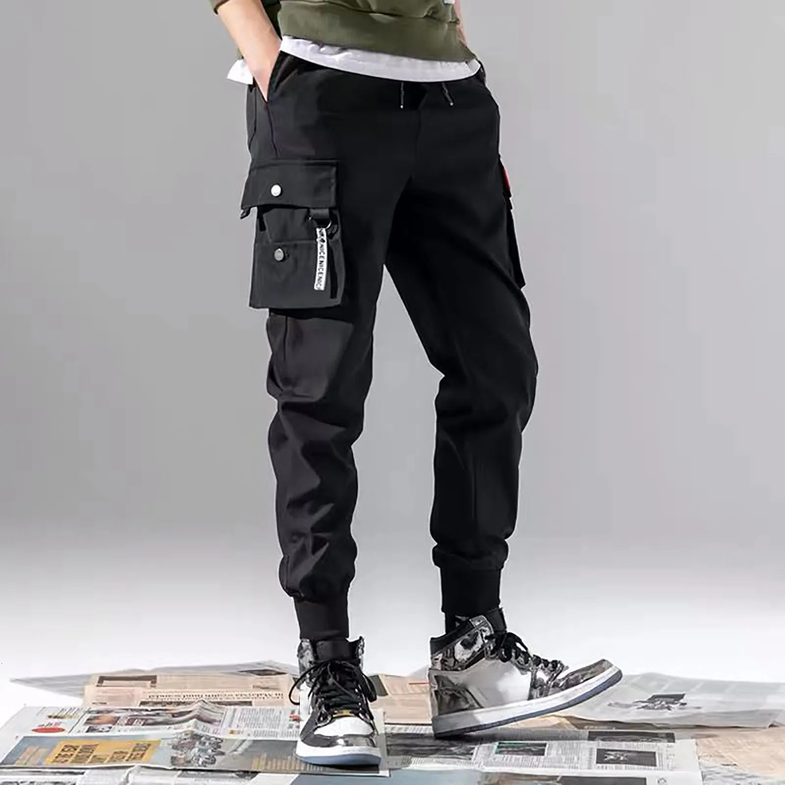 Fashionable Mens Joggers Sports Pants Multiple Pockets Casual Cotton Cargo Gym Sweatpants Trousers Long 241202Z
