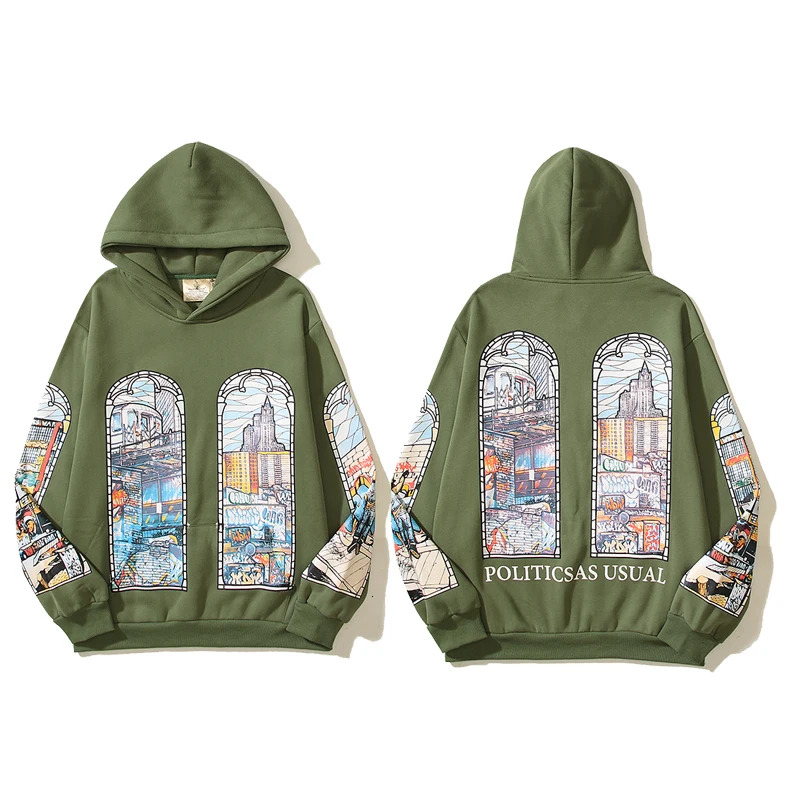 Who Decide War Hoodies Cotton Designer High Quality WDW Mud Dye Metropolitan Print Pullover Fashionable Who Declare War Mens Sweatshirt Asian Variou