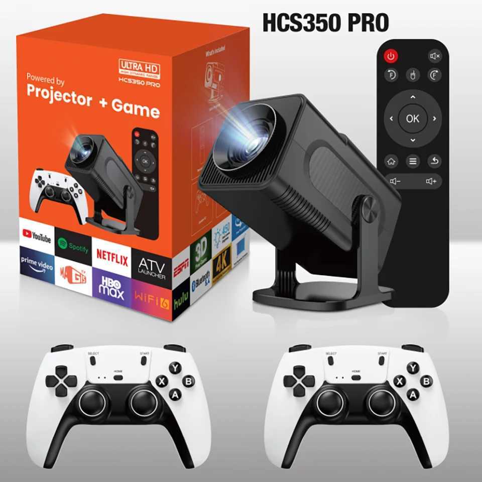 Projector Lamps Salange HCS350 Pro Game Projector Mini Rotation Freely Beamer for IOS Android Phone Compatible with P 1 GBA Simulator z241207-image-1036864893