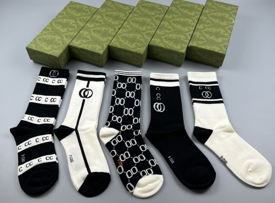 Designer Mens Womens Socks Five Pair Luxe Sports Winter Mesh Letter Printed Sock Embroidery Cotton Man Woman With Box-image-1036838401