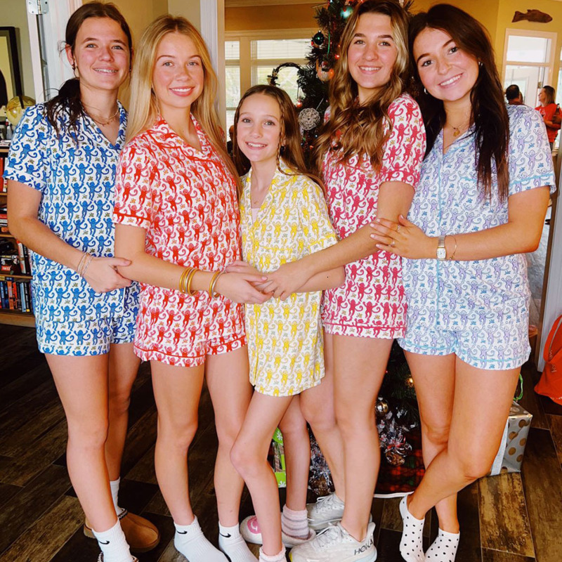 Y2K Summer Womens Pajams Designer Printed Casual Two Piece Set Pj Shirt And Shorts Sleepwear Outfits-image-590945098
