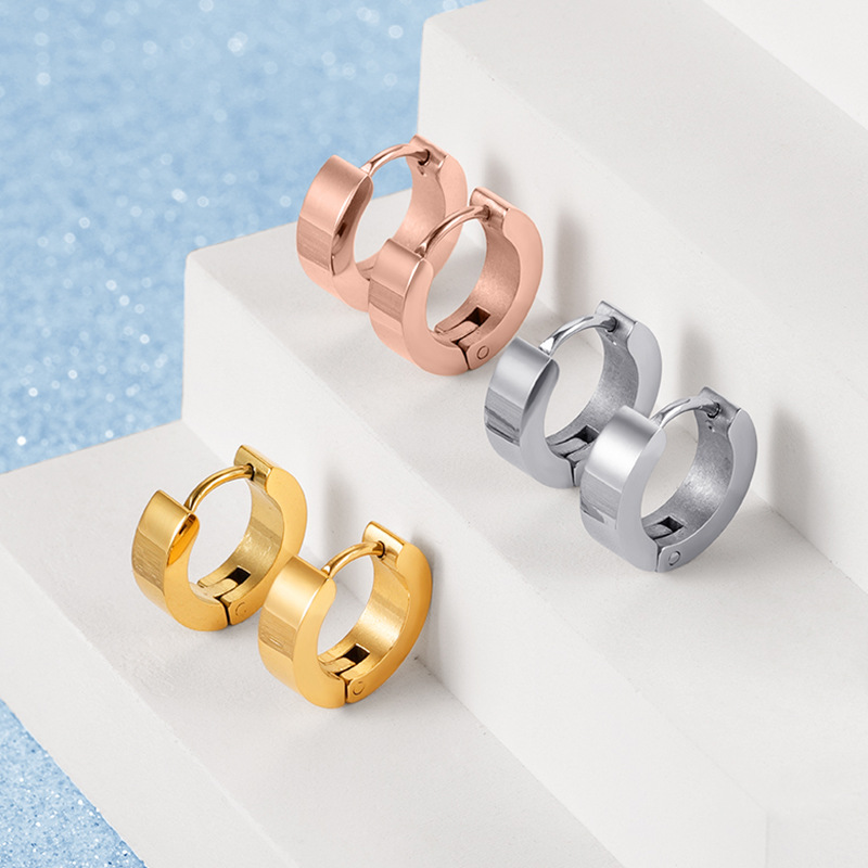 With Box Titanium steel 18K rose gold designer earring stud for women exquisite simple fashion women's earrings jewelry gifts-image-780948357