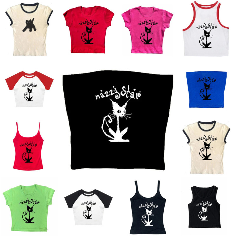 T-shirt à manches courtes sexy nouvelles chiens de rue à la courte