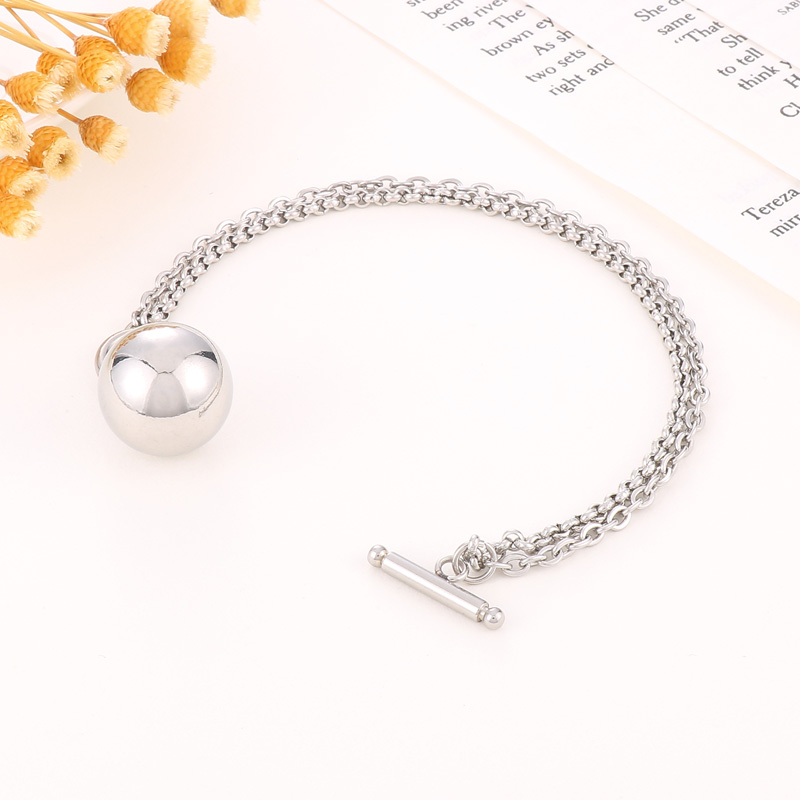 Fashion Women Girls Silver Gold Stainless Steel Round Star Pendant Bracelet Sets Jewelry Christmas Gift-image-1039567980