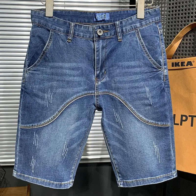 2024 Summer Clothing Casual Solid Denim Shorts Men Plus Size 44 Loose Knee Length Half Pants Mens Jeans 241227Z