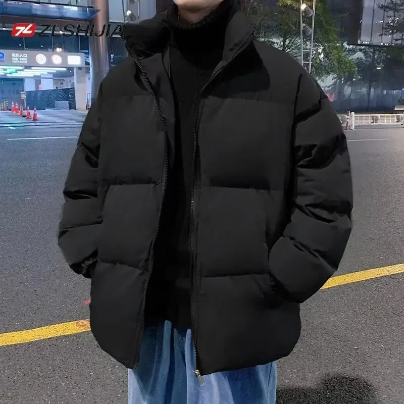 2024 Winter Cotton Padded Coat Mens Thickened Warm Puffer Jacket Sporty Casual Trendy Cool Jacket 241210