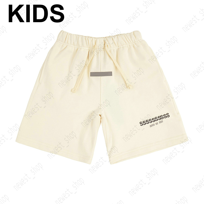 2026 New Designer Boys Girls Kids Shorts Pants Flocking Letter Print Drawstring Usa Oversize Spring Summer Children Black Gray Terrry Half Bree
