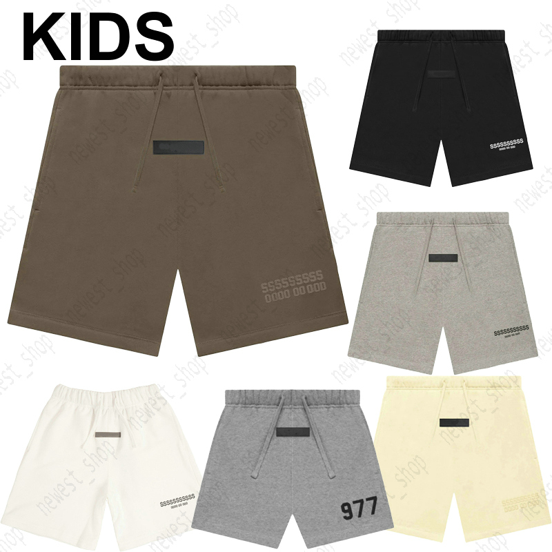 designer boys girls kids shorts pants flocking letter print drawstring usa oversize loose streetwear spring summer children black gray terrry hal