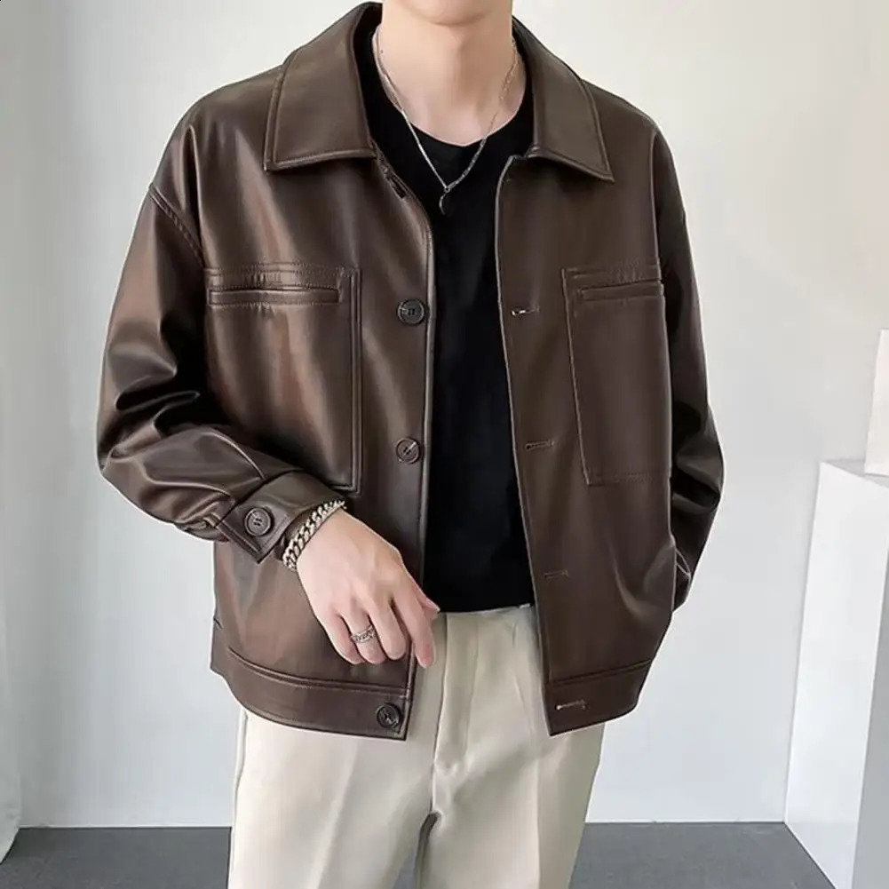 Leather Biker Bomber Jacket Mens Motorcycle Clothing Smooth Soft Texture PU Jackets Man Autumn Coat 241202Z