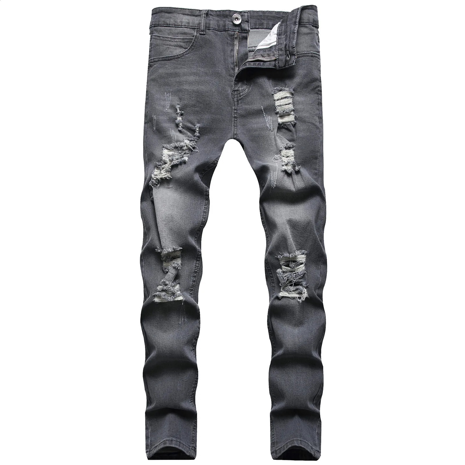 Mens slim fit straight tube retro hip-hop pants street jeans summer thin pants blue jeans 241205