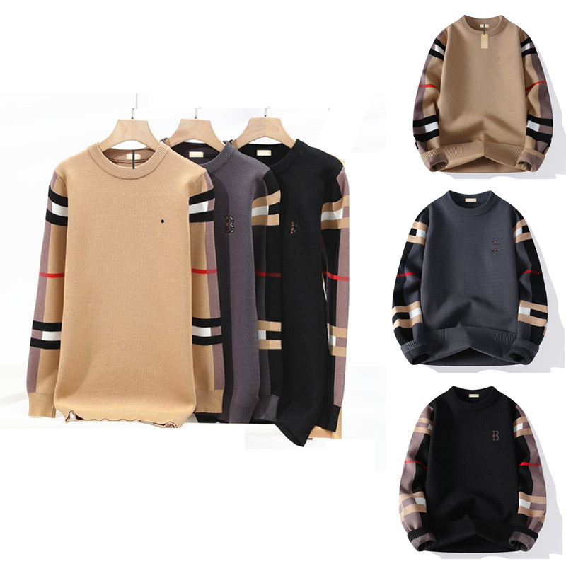 Designer Luxury Men&#039;s Contrast Color Hooded Pullover Knitted Sweater 2023 Spring and Autumn New Casual Versatile Youth Long Sleeve Jacket 4X-image-950103091