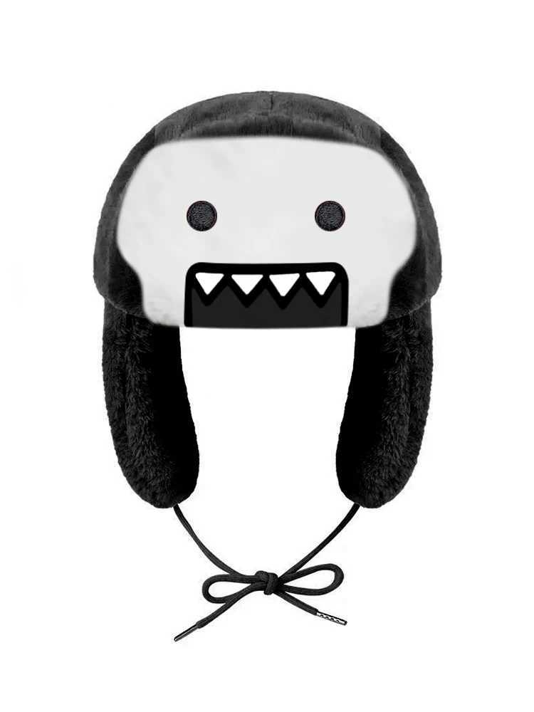 Chapeaux d'anime dessin animé Broidered en peluche coureurs blk crâne blanc conception de chapeau d'hiver Carton du chapeau d'oreille de vent cha