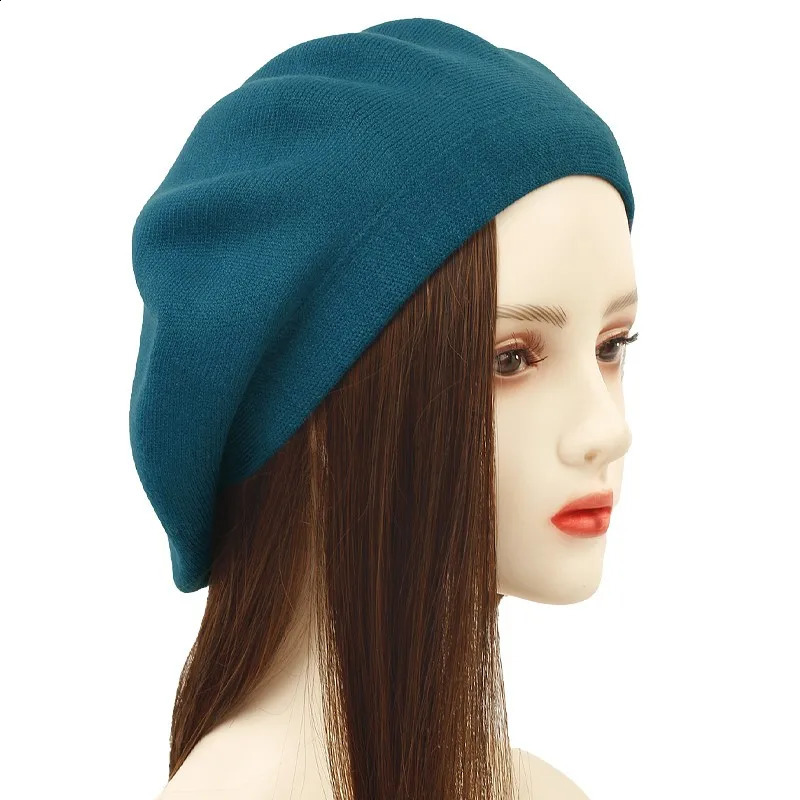 Womens winter hat beret wool cashmere womens warm casual high-quality knitted hat 241209