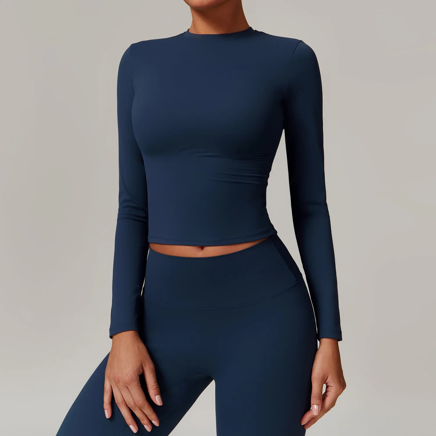 Long Sleeve Workout Tops - Womens Yoga Shirt Crop Top Workout Clothes Breathable Fitness Top for Gym High Elasticity Exercise Quick-Dry Fabric S2-image-1071912336