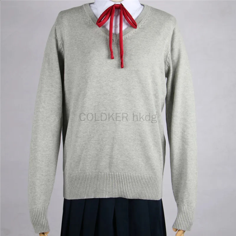 Korean Japanese Womens Sweet Cute Knit Sweaters V Neck Long Sleeve Kawaii Oversized Girl JK Uniform Sweater Pullover Tops 241203Z