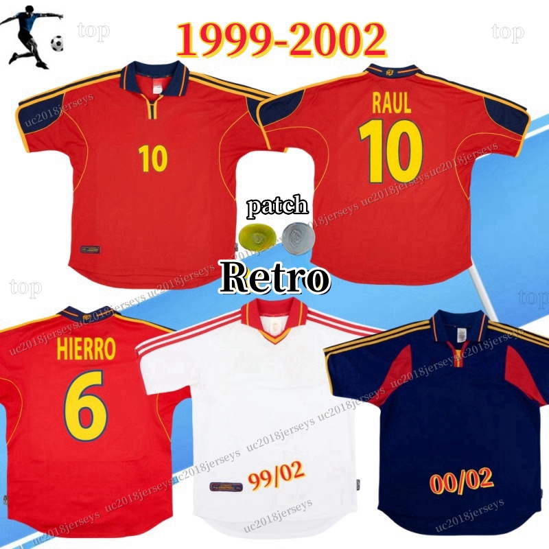 Home 1999 2000 2001 2002 Spains Retro Soccer Jerseys 99 00 01 02 RAUL TORRES HIERRO Camiseta De Futbol away shiRt-image-759444830