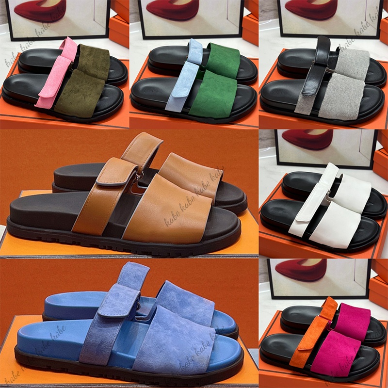 Designer Flip Slippers Chypre Sandal Sliders Flops Flat Women Men Sandals Beach Comfort Goatskin Calfskin Leather Natural Suede Brown Black size-image-996064175