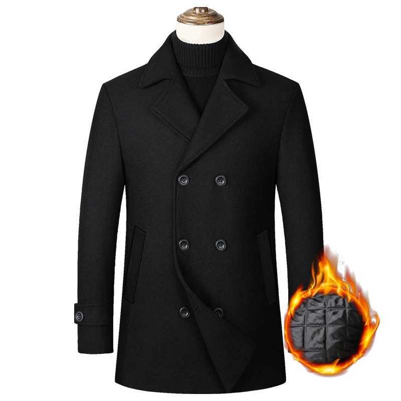 EUR Sizes Mens Casual Business Jacket Autumn and Winter Highend Doublebreasted Mens Woolen 40 Wool Coat Warm Trench CoatXJ250827