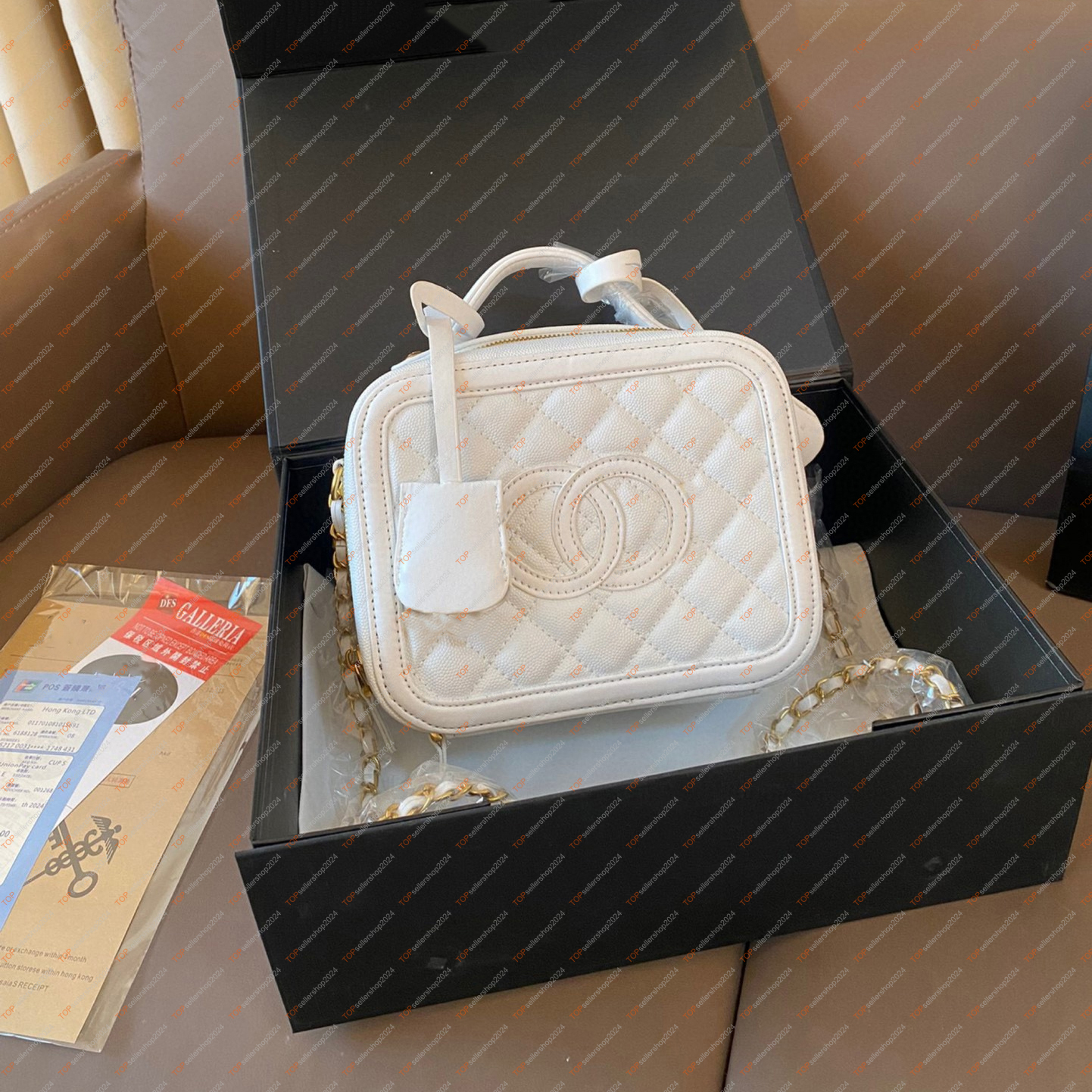 Vanity Case Designer Femme Sac Sac Appareil photo Camera High Quality Caviar Leather Diamond Grid Match Making Makeup Box Box Sac à main