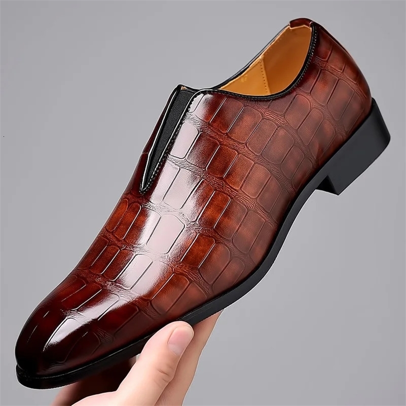 Szie 48 Business Mens Shoes Casual PU Leather Shoes for Men Breathable Loafers Comfortable Classic LowCut Embossed Formal Shoes 241211