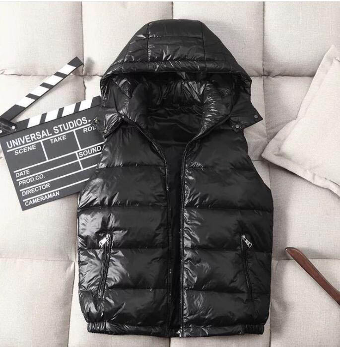 Winter Men Embroidery Hooded Down Vest Sleeveless classic parka Jackets Quality Male Shiny Casual Down Coats Unisex Couple Vests Winter Coats 4XL