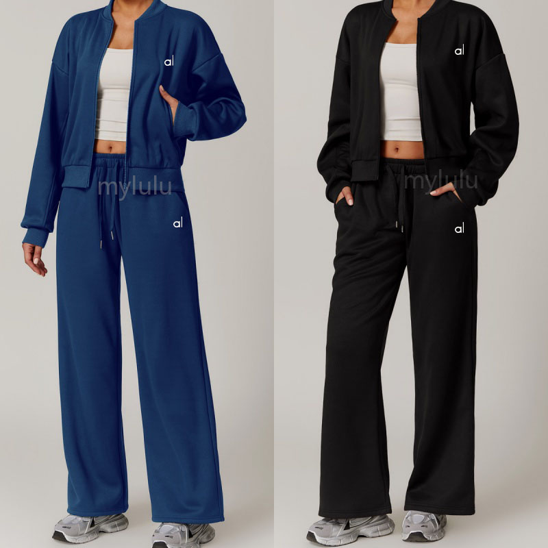 Women Outfit Yoga Sets Pullover Sleeve Tops Pants Bell-bottom Trousers Sport Gym Running Long Pant Elastic High Waist Sportwear Sweatershirt-image-1058149484