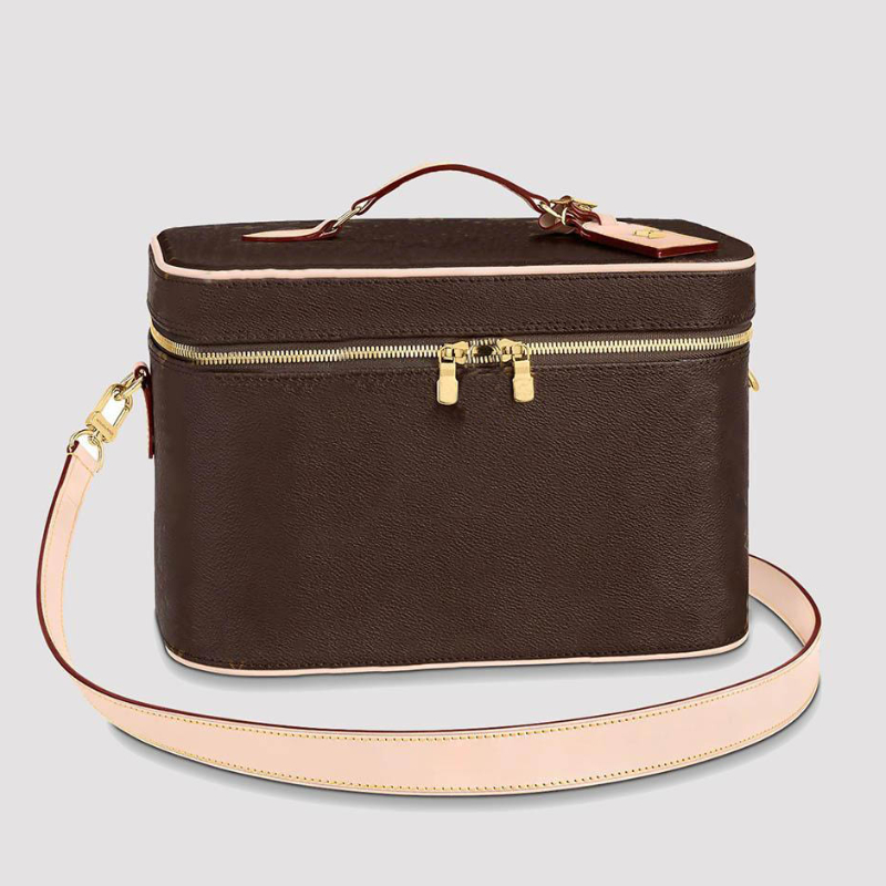 Classical Lady Designer Makeup Bag Toiletry Cosmetics Pouch Fashion Women Make Up Travel Handbags Leather Purse