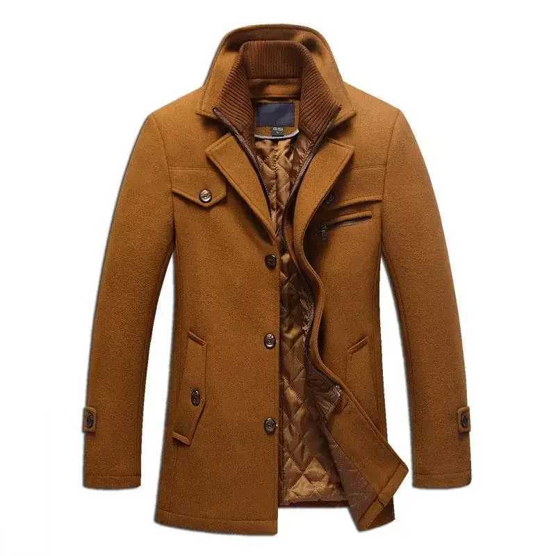 New winter wool coat ultra-thin slim fit jacket mens casual warm jacket mens pea coat size M-4Xl direct shipping 4 colors W241211
