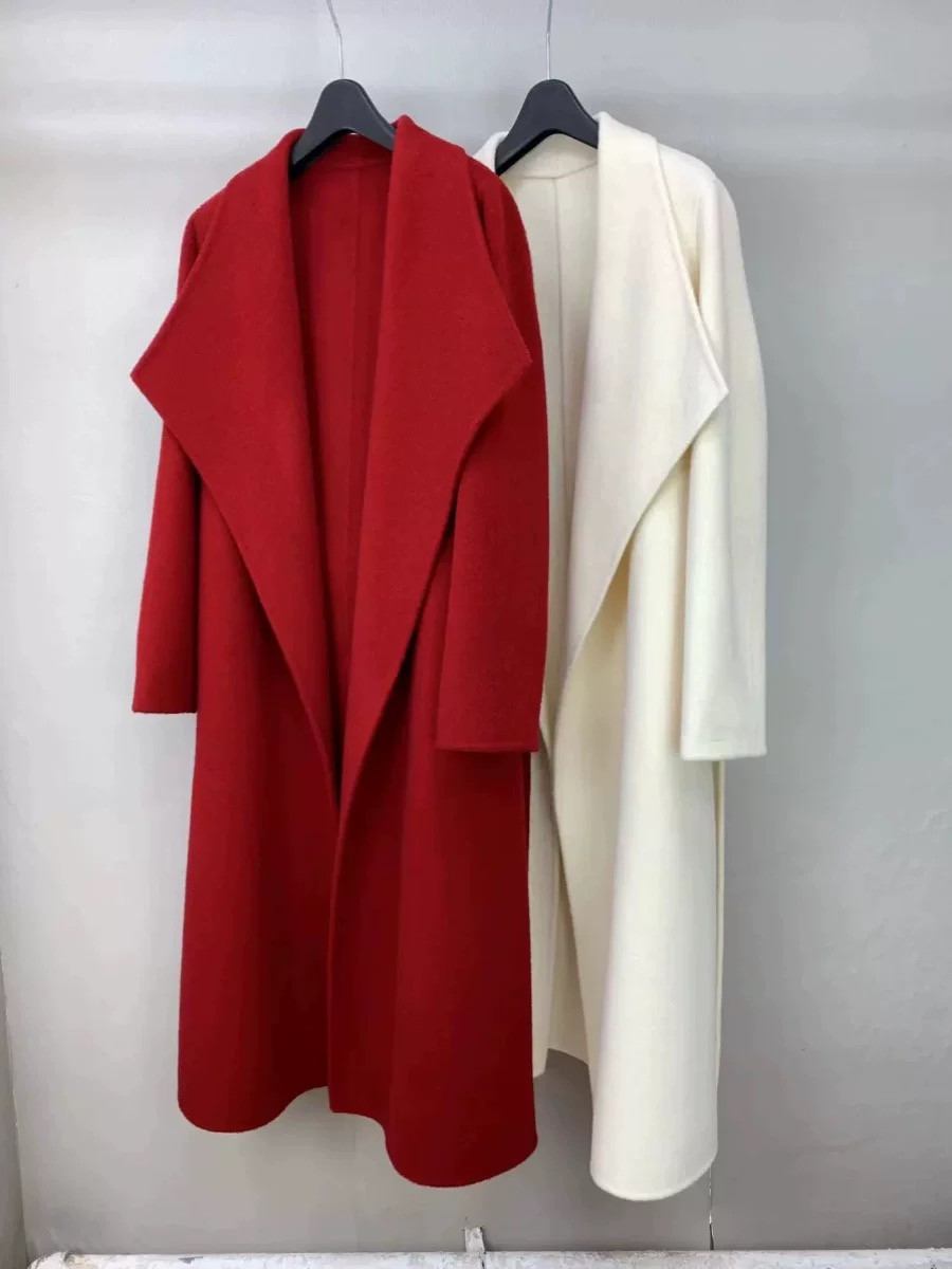 Women's tt Winter Classic Double sided Cashmere Collar Coat Women's Woolen Coat Red