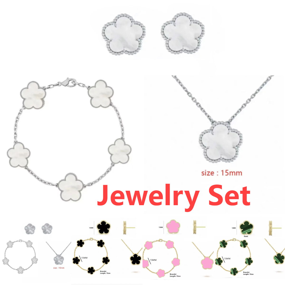 earring necklace set luxury necklace clover set flower bracelet sterling silver jewelry 925 jewlery designer for women Chirstmas diamond earring-image-1037623000