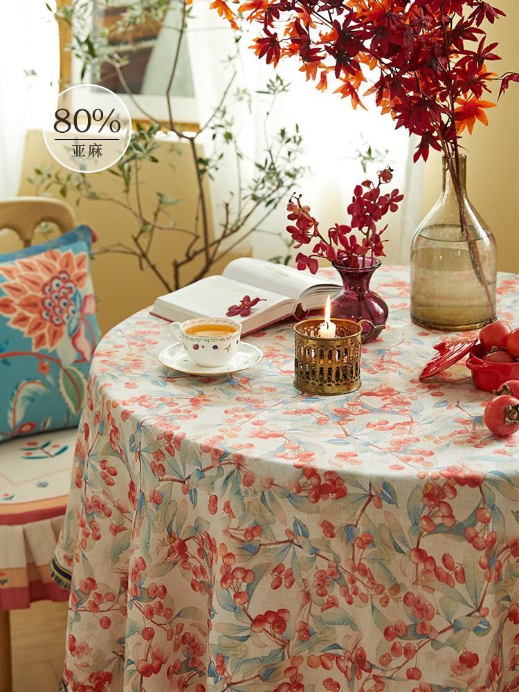 Pastoral Linen Strip Atmosphere Dining Table Cover Pastoral Coffee Table-image-1037763669