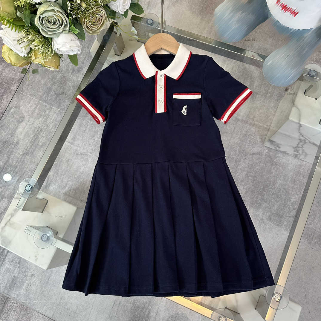 Brand girls skirt summer Princess dress Size 100-160 CM kids designer clothes Short sleeved lapel design baby partydress-image-1037644809